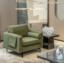 Load image into Gallery viewer, Elegant Modern Accent Chair Couch With Bolster And Side Storage Pocket | Thick Cushions | Heavy Duty Holds 660lbs | Suede Or Leather Or Lint Fabric