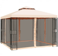Load image into Gallery viewer, Very Elegant 10x10ft 2-Tier Vented Metal Gazebo Canopy With Mosquito Netting For Patio | Heavy Duty | Dual Roof