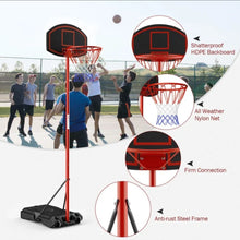 Load image into Gallery viewer, Black & Red Super Cool Portable Basketball Net Hoop With Wheels & Backboard | Adjustable Height | 5FT-7Ft | Heavy Duty | Sturdy Base