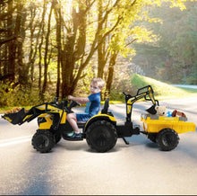 Load image into Gallery viewer, 2025 Heavy Duty 12V Excavator 3-in-1 Ride On Toy 1 Seater With Shovel, Bucket, Trailer, Rubber Tires, Cup Holder, LED Lights, Digging Bucket, Remote