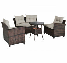 Load image into Gallery viewer, Very Comfortable 4 Piece Outdoor Patio Cushioned Rattan Furniture Sofa Set | Multipurpose | Heavy Duty Rattan | In 3 Colours