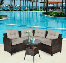 Load image into Gallery viewer, Very Comfortable 4 Piece Outdoor Patio Cushioned Rattan Furniture Sofa Set | Multipurpose | Heavy Duty Rattan | In 3 Colours