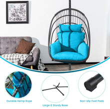 Load image into Gallery viewer, 2025 Hanging Super Duty Foldable Egg Swing Patio Chair With Stand & Cushion Pillow | Swing Hammock | Holds 265lbs | Indoor / Outdoors