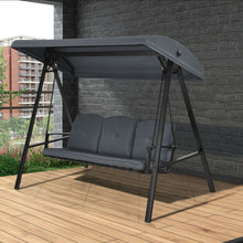 Load image into Gallery viewer, Elegant Outdoor Patio 3-Seater Porch Swing With Adjustable Cushions & Canopy | Spacious Sitting Space | Holds 710lbs | Sun Shade