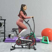 Load image into Gallery viewer, Heavy Duty Upright Air Bike Fam Exercise Bike With Clear LCD Display, Unlimited Résistance, Adjustable Seat, Holds 243lbs, Built in Heavy Duty Wheels For Transport