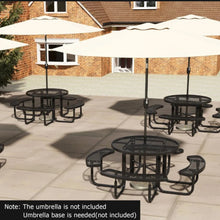 Load image into Gallery viewer, Heavy Duty 8-Person Outdoor Dining Set Picnic Table, 45 Inch Patio Table & Bench | Rust, Water Resistant With Umbrella Hole
