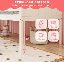 Load image into Gallery viewer, Super Adorable Twin Size Kids Heavy Duty House Bed Low Loft Bed Solid WoodFrame With Roof | 2 Step Ladder | High Guardrails | Under Bed Space | Window Openings | Holds 350lbs