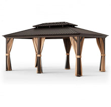 Load image into Gallery viewer, Very Classy Heavy Duty 12’ by 20’ Double-Roof Hardtop Patio Gazebo With Galvanized Steel Roof | All Season | Sun Protection | Water Resistant | Water Gutters