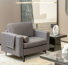 Load image into Gallery viewer, Elegant Modern Accent Chair Couch With Bolster And Side Storage Pocket | Thick Cushions | Heavy Duty Holds 660lbs | Suede Or Leather Or Lint Fabric