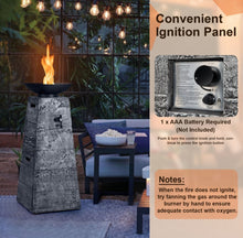 Load image into Gallery viewer, Elegant Heavy Duty 48 Inch Propane Fire Bowl Column With Beautiful Lava Rocks & PVC Cover | Easy Access Door | Easy On/Off Switch | Patio Fire Pit