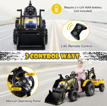 Load image into Gallery viewer, 2025 Heavy Duty 12V Excavator 3-in-1 Ride On Toy 1 Seater With Shovel, Bucket, Trailer, Rubber Tires, Cup Holder, LED Lights, Digging Bucket, Remote
