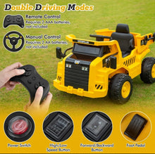 Load image into Gallery viewer, 2025 Upgraded Licensed Catterpillar Dump Truck Ride On Car 12V | LED Lights | 1 Seater | Ages 3-8 | Remote