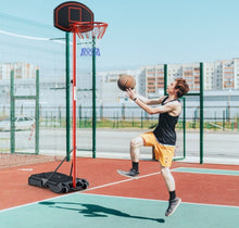 Load image into Gallery viewer, Black & Red Super Cool Portable Basketball Net Hoop With Wheels & Backboard | Adjustable Height | 5FT-7Ft | Heavy Duty | Sturdy Base