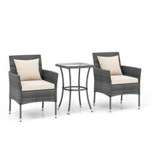 Load image into Gallery viewer, Elegant & Beautiful 3-Piece Patio Furniture Seat With Soft Cushions | Chairs | Tempered Glass Coffee Table | Conversation Sets | PE Rattan