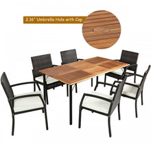 Load image into Gallery viewer, Very Comfortable Wicker / Rattan Patio Furniture 7 Piece Set With Cushions | Dining Set With Umbrella Hole | Heavy Duty