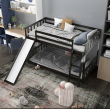 Load image into Gallery viewer, Very Elegant Heavy Duty Natural Pine Wood Twin Over Twin Bunk Bed Wooden Low Bed With Side Ladder For Children | Cool Slide