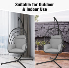 Load image into Gallery viewer, 2025 Hanging Super Duty Foldable Egg Swing Patio Chair With Stand & Cushion Pillow | Swing Hammock | Holds 265lbs | Indoor / Outdoors