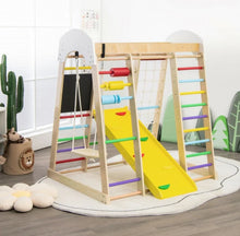 Load image into Gallery viewer, Super Fun 8-in-1 Heavy Duty Climber Playground Play-set For Kids With Slide | Climbing Net | Slide | Rock Climbing | Monkey Bars | Abacus Game | Swing | Drawing Board