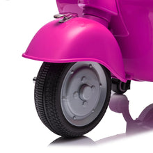 Load image into Gallery viewer, Super Cool Elegant 2025 Vespa Kids Ride On Car Motorcycle Vespa 1 Seater Scooter 12V | Music | USB Ready | LED Lights