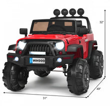 Load image into Gallery viewer, Super Cool Jeep Style 12V Electric Kids Ride On Car 1 Seater | LED Lights | Horn | Open Doors | Transport Handle | Slow Safety Start | Suspension | Remote