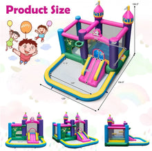 Load image into Gallery viewer, Super Cute & Adorable Inflatable Unicorn Themed Bouncy Castle / House 6-in-1 Playing Area | With 735W Blower | Slide | Carry Bag |