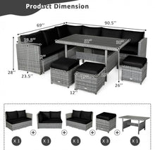 Load image into Gallery viewer, Very Relaxing Heavy Duty 7-Piece Cushiony Outdoor Furniture Wicker Sectional Sofa Patio Set With Dining Table