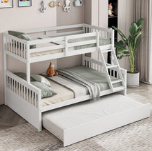 Load image into Gallery viewer, Very Cool Modern & Elegant Twin Over Convertible Bunk Bed With Twin Trundle | Guard Rails | Ladder | Rolling Wheels