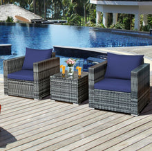 Load image into Gallery viewer, Heavy Duty Elegant Very Comfortable 3 Piece Patio Rattan Furniture Bistro Sofa Couch Set With Thick Cushions