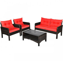 Load image into Gallery viewer, Elegant 4-Piece Patio Conversation Set Outdoor Rattan Wicker Furniture With Comfy Cushions | Easy Assembly | Heavy Duty