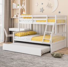 Load image into Gallery viewer, Very Cool Modern & Elegant Twin Over Convertible Bunk Bed With Twin Trundle | Guard Rails | Ladder | Rolling Wheels