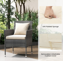 Load image into Gallery viewer, Elegant & Beautiful 3-Piece Patio Furniture Seat With Soft Cushions | Chairs | Tempered Glass Coffee Table | Conversation Sets | PE Rattan