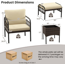 Load image into Gallery viewer, Very Relaxing Heavy Duty Beige 5-Piece Patio Rattan Conversation Set With Ottomans | Coffee Table | Comfy Cushions