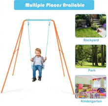 Load image into Gallery viewer, Super Fun Heavy Duty Outdoor Kids Swing Set | Strong Frame | Ground Stakes | Easy Assembly | Holds 110lbs | Great For Any Playground