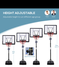 Load image into Gallery viewer, Adjustable 5-6.5 Feet Heavy Duty Basketball Hoop Net With Stand / Wheels For Kids | Age Group 3-12 Approx