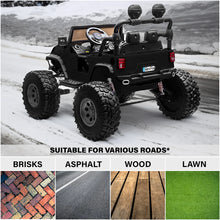 Load image into Gallery viewer, Upgraded 24V | 2025 Licensed Off-Road Lifted Monster JEEP Wrangler | Leather Seats | Rubber Tires | 2 Seater | 4x4 | Remote