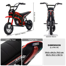 Load image into Gallery viewer, Super Cool 2025 24V Dirt Bike Ride on | Up to 25 KM/h | Upgraded Suspension | 2 Speeds | 350W Motor | Rubber Tires | Leather Seat