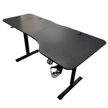 Load image into Gallery viewer, Heavy Duty Electric Standing Desk, 160 x 75 cm L-Shaped Adjustable Desk with Cup Holder, Headphone Hook, 2 Cable Grommets