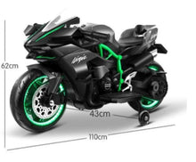 Load image into Gallery viewer, New 2025 Ninja Style Motorcycle Upgraded H2R | 12V Ride On | Light on Wheels | 1 Seater | Ages 3-7 Approx