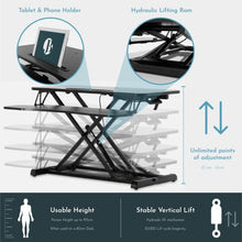 Load image into Gallery viewer, New Upgraded 80cm Desk Converter | Adjustable Height Sit-Stand Riser | Dual Monitor Laptop Workstation With Wide Keyboard Tray | Home | Office