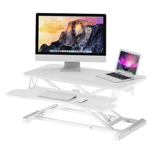 Load image into Gallery viewer, New Upgraded 80cm Desk Converter | Adjustable Height Sit-Stand Riser | Dual Monitor Laptop Workstation With Wide Keyboard Tray | Home | Office