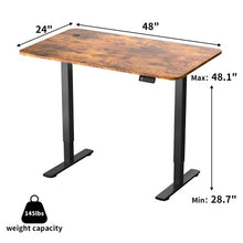 Load image into Gallery viewer, New Upgraded Electric Standing Desk | 120 x 60 cm Adjustable Height | 2 Memory Settings | LED | Height Display | Steel Legs | Ultra-Quiet Motor (Rustic Wood)