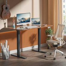 Load image into Gallery viewer, New Upgraded Electric Standing Desk | 120 x 60 cm Adjustable Height | 2 Memory Settings | LED | Height Display | Steel Legs | Ultra-Quiet Motor (Rustic Wood)