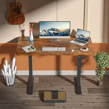 Load image into Gallery viewer, New Upgraded Electric Standing Desk | 120 x 60 cm Adjustable Height | 2 Memory Settings | LED | Height Display | Steel Legs | Ultra-Quiet Motor (Rustic Wood)