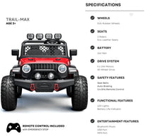 Load image into Gallery viewer, 24V TrailMax XXL 2-Seater 24V4X4/AWD Kids Ride on Truck W/ EVA RubberWheels, BT & RC