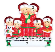 Load image into Gallery viewer, Adorable PJ Family | Poly Resin | Personalized | Multi Head | Christmas | Holidays