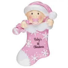 Load image into Gallery viewer, Adorable Baby's First Christmas Stocking Ornament | Poly Resin | Personalize | Christmas | Holiday