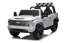 Load image into Gallery viewer, New Licensed 2025 Chevrolet Silverado Upgraded 24V 10AH | 2 Seater Ride On Truck | 4x4 | Leather Seats | Rubber Tires | 3 Colours | Remote | Pre Order