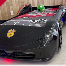 Load and play video in Gallery viewer, Super Cool 2025 Heavy Duty Spyder Race Car Bed | LED Lights | Remote Control With Sounds