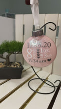 Load and play video in Gallery viewer, Birth Stat Glitter Disc Ornament