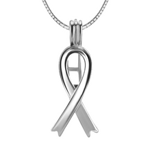 Load image into Gallery viewer, Awareness Ribbon Sterling Silver Cage Pendant